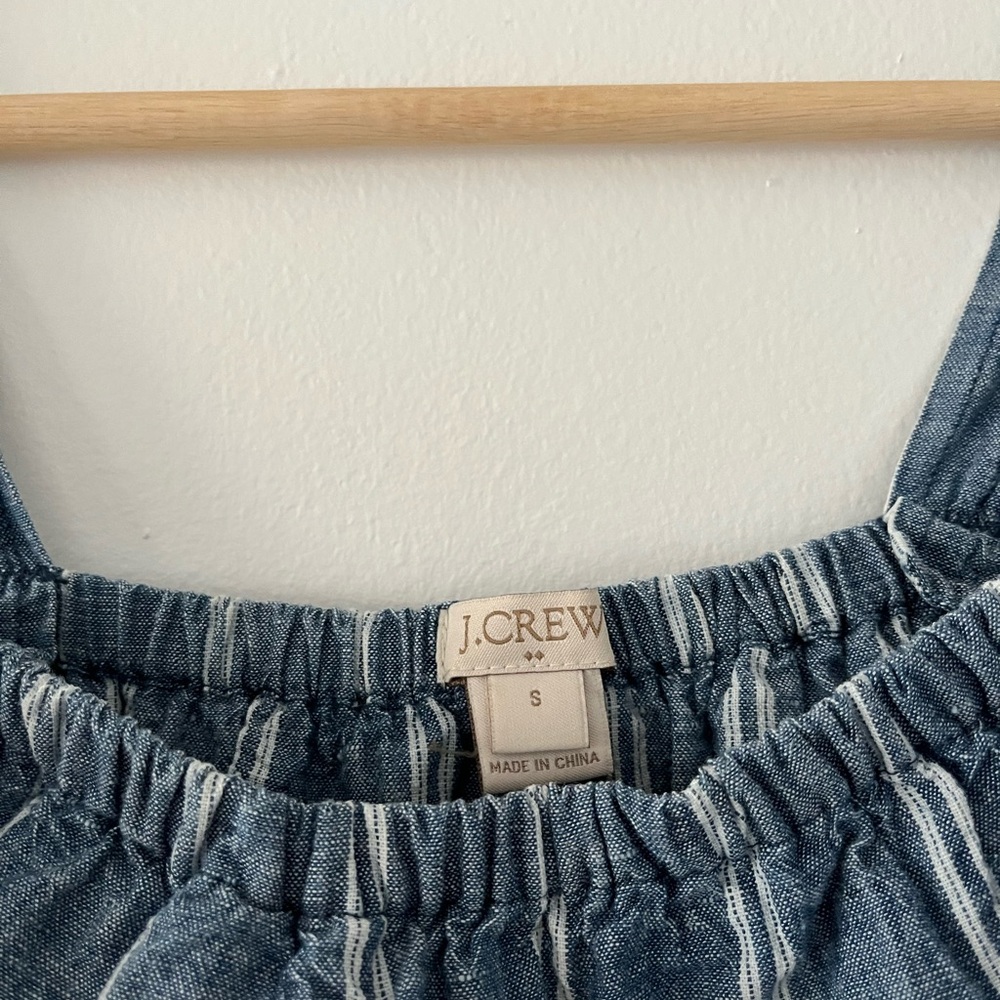 J. Crew Off the Shoulder Ruffle Striped Chambray Dress Small - Picture 4 of 6